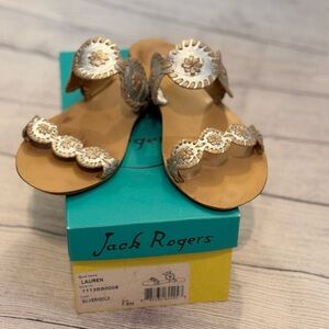 Jack Rogers Gold and Tan Sandals